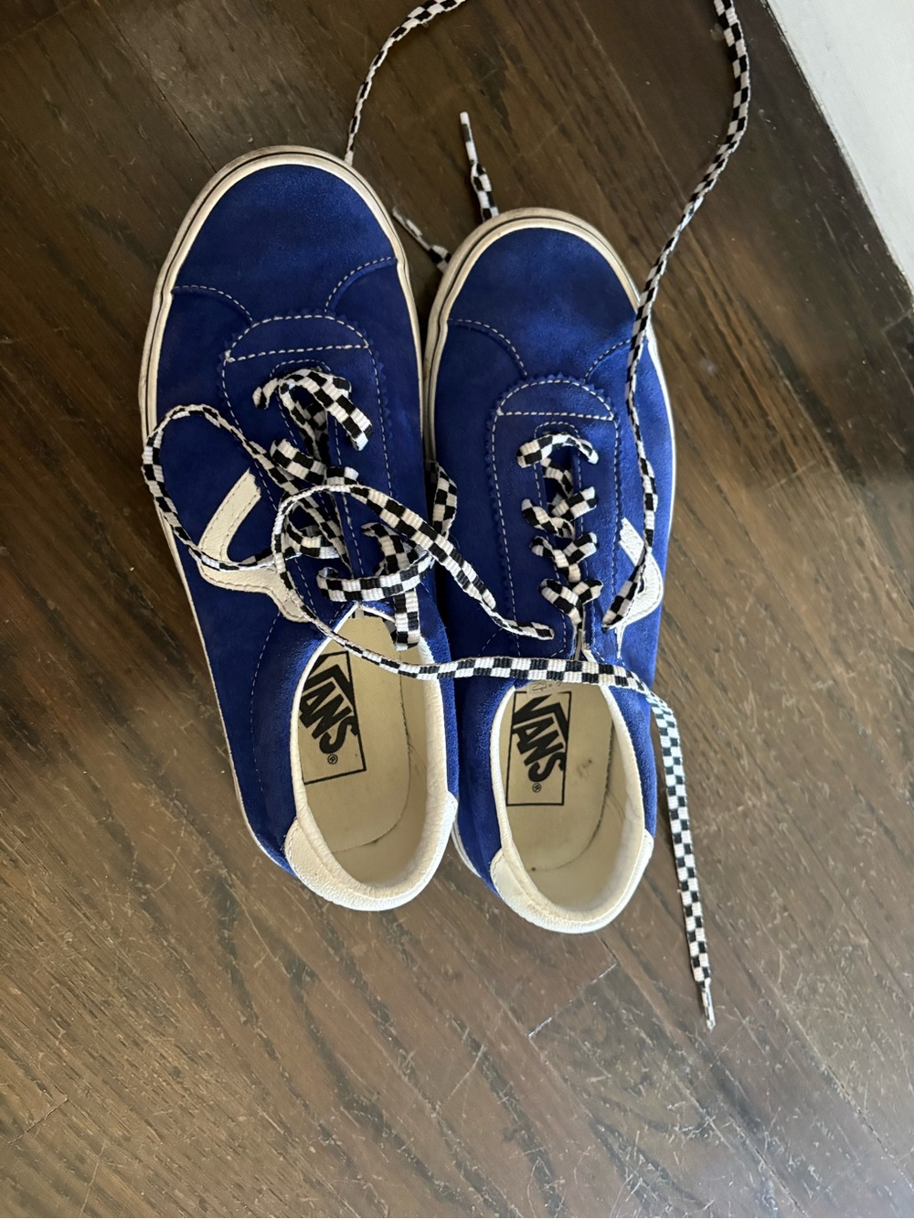 Vans Kids Royal Blue Suede Low-Top Sneakers with Checkerboard Laces